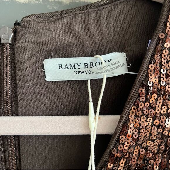 New Ramy Brook Copper Ombré Sequin Lila Dress, Long Sleeve Cocktail- Size 6 - Picture 3 of 15